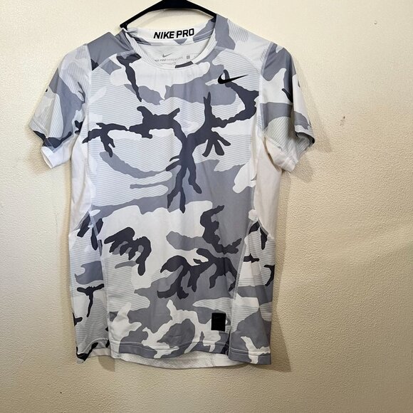 Nike Pro Hypercool Compression T-shirt Womens Large white camo - Picture 1 of 8